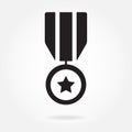 Medal icon or sign isolated on white background. Military symbol with star. Vector illustration. Royalty Free Stock Photo